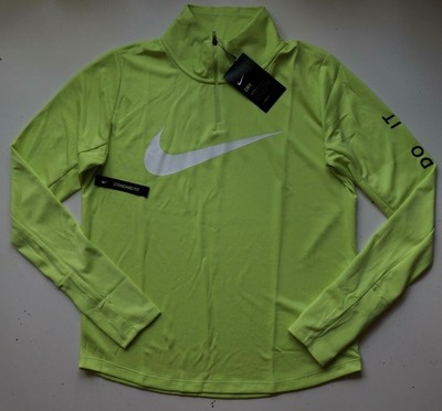 nike running long sleeve half zip top in bright mango