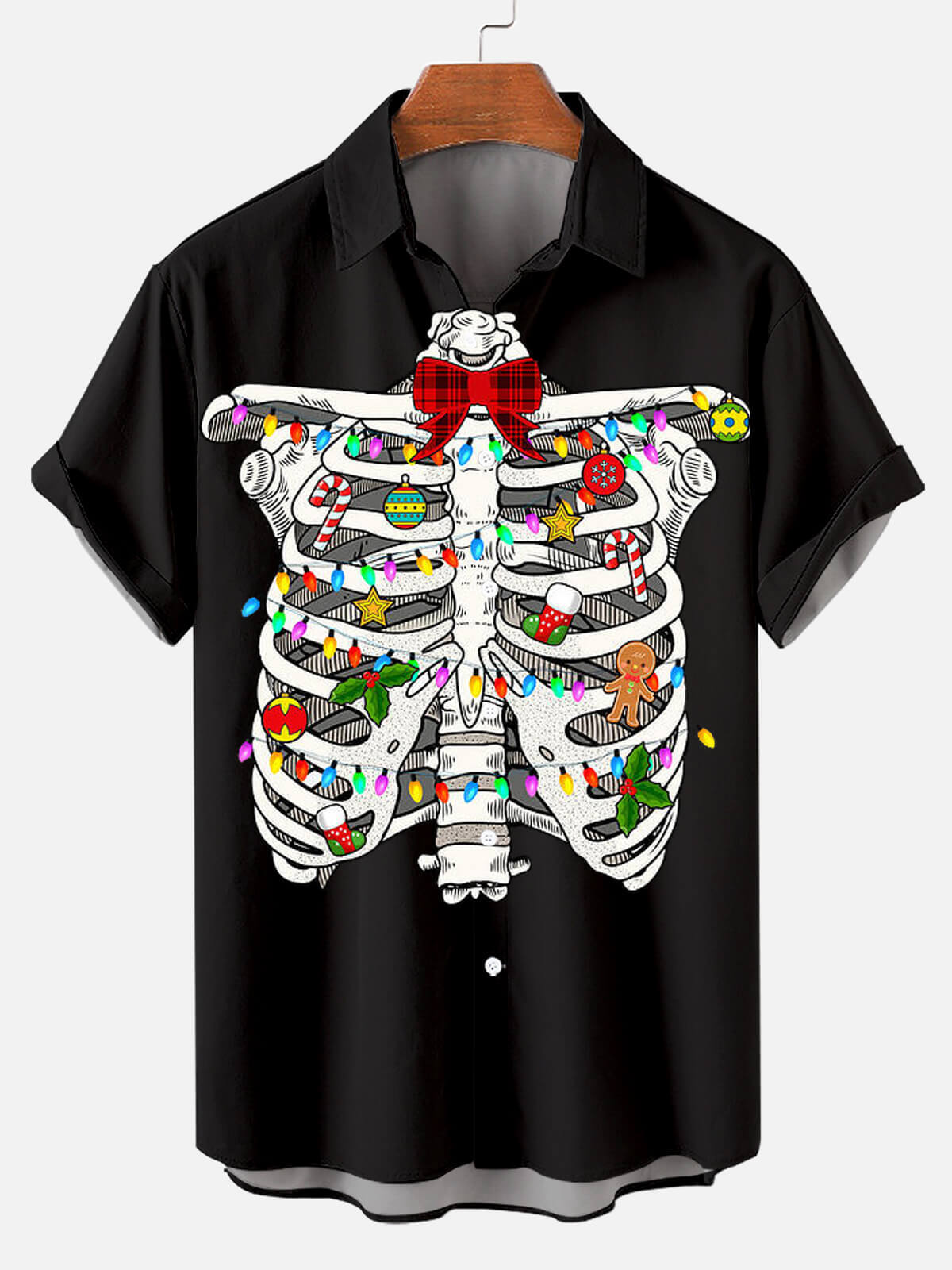 Merry Christmas Skull Design Men’s Graphic Short Sleeve T-Shirt for Holiday Style