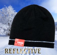 IZOD Mens Two Layered Solid Black Reflective Beanies 9.99 B104