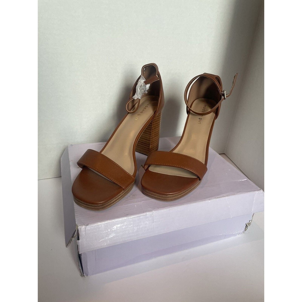 NEW Madden Girl Dawny Whiskey Sandals Size Strappy Block Heel