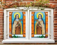 3D Cross 1798NAO Window Film Print Sticker Cling Stained Glass UV Block Fa