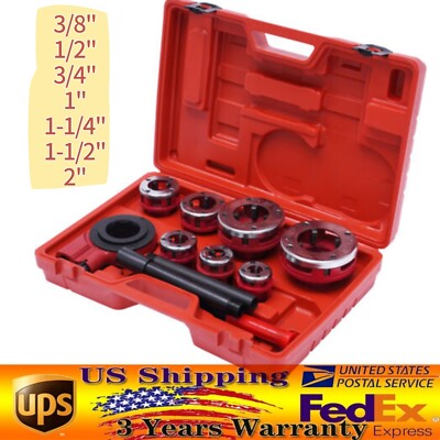 Ratchet Ratcheting Pipe Threader Kit 3/8'' to 2'' Dies and Portable Storage