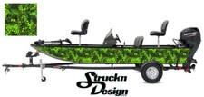 Dark Lime Chameleon Hexagon Camo Boat Wrap Vinyl Graphic Decal Fish Bass Fishing