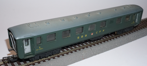 Voiture DEV AO 1ère classe A9, livrée vert logo rond, SNCF, Ep. III - Alsace Modélisme