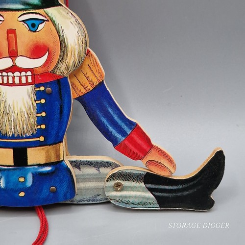 VTG Wooden Jumping Jack Nutcracker Wall Hanging Pull Toy Colorful Nursery Decor - Picture 4 of 8