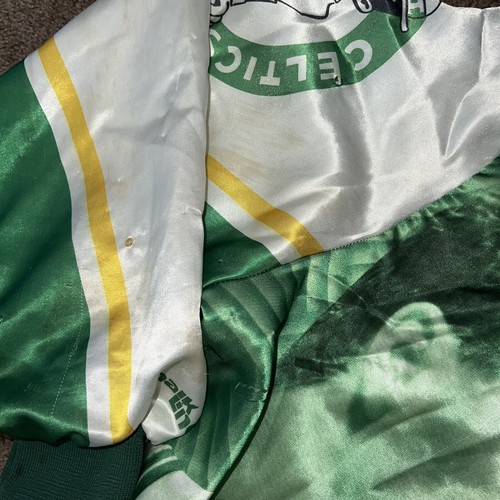 Vtg 90s Chalk Line Larry Bird Celtics Satin Button Jacket Large STAINS HOLES - Picture 15 of 16