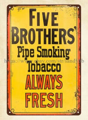 bedroom furnishing ideas Five Brothers Pipe Smoking Tobacco metal tin sign