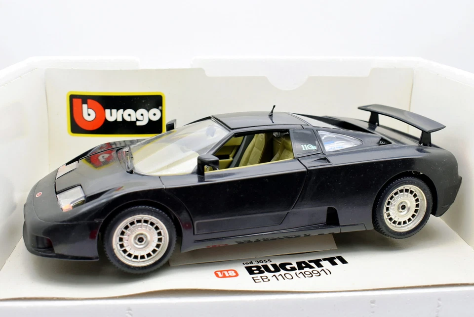 Modellino auto scala 1:18 Bugatti EB 110 Burago diecast modellismo statico nero - Immagine 4 di 4