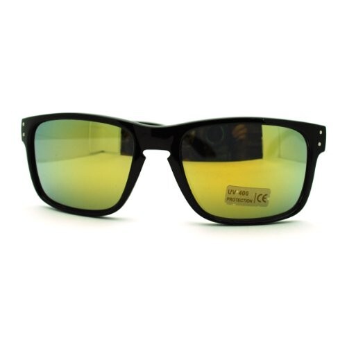 Men's Classic Square Sunglasses with Mirror Lens UV400 Protection  