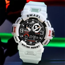 SMAEL Sport Watch Dual Time Men Quartz Watches Fashion LED Digital Wristwatches