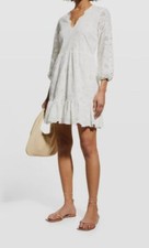  395 Milly Women's White Floral Eyelet V-Neck Brielle A-Line Dress Size 4