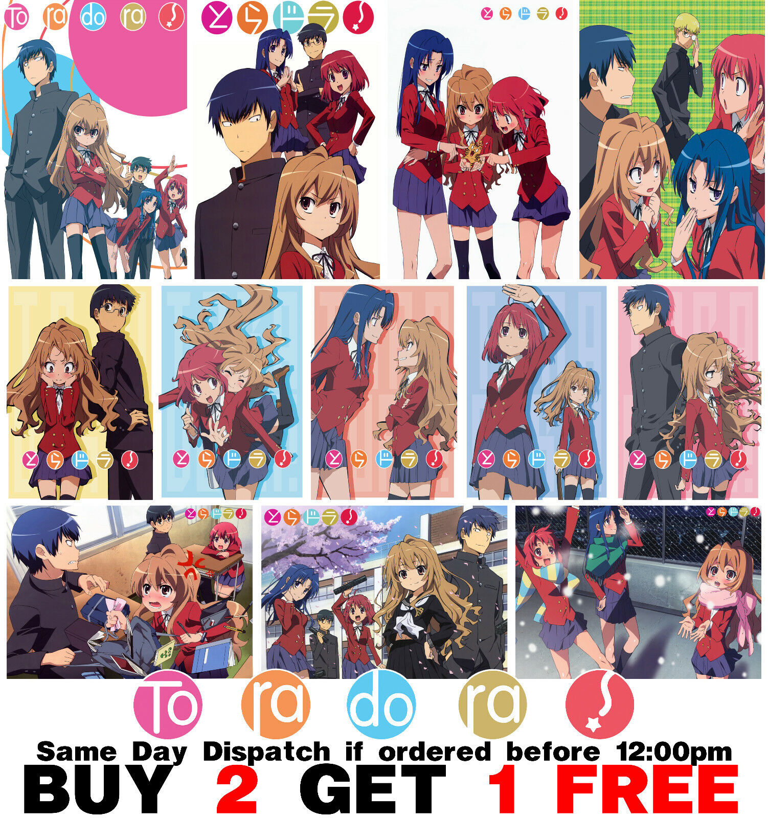 Toradora! Anime Poster and Prints Unframed Wall Art Gifts Decor 12x18  inches 30 x 46 cm Toradora02