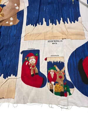 NEW Spring Industries NICK OF TIME 3-D Christmas Stocking Fabric Panel Makes 2