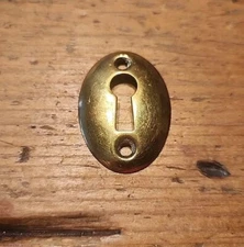 Domed Oval Brass Keyhole Escutcheon Vintage ~ Lot of 1 - ESC