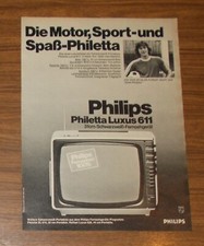 Seltene Werbung vintage PHILIPS PHILETTA LUXUS 611 Schwarzweiß-Fernseher 1977