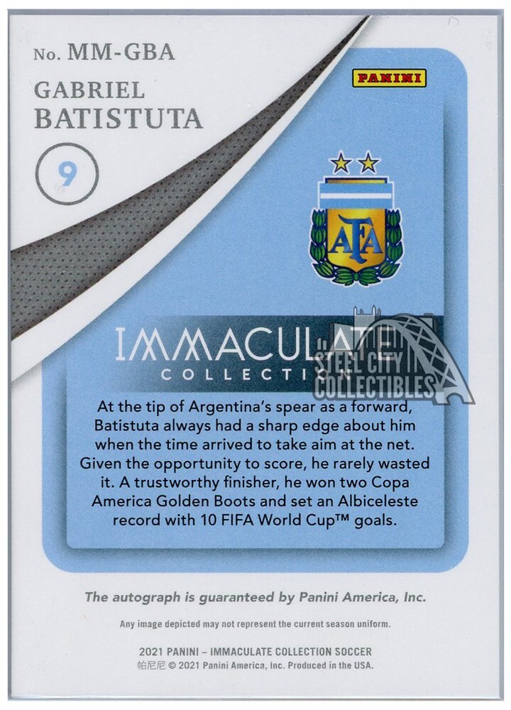Gabriel Batistuta 2021 Panini Immaculate Modern Marks Bronze Auto