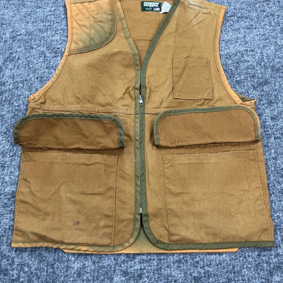 SafTbak Vest Mens Medium Brown Up Hunting Shooting Game Pheasant Camp - Image 3 of 4