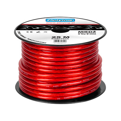 5901436708216 Kabel samochodowy 6Ga OD8mm CU 25m Cabletech