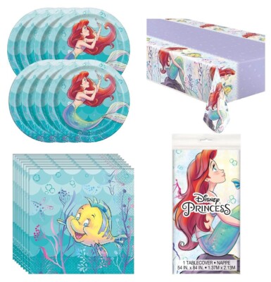 My Little Mermaid Ariel Party Bundle includes Dessert Plates Napkins Table  Cover
