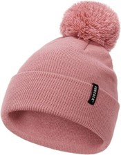 Pink Toddler Double Layer Kids Knit Soft Pompom Beanie Age 1-3 Years REDUCED