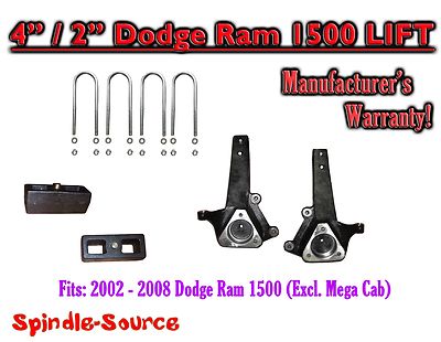 4'' Front 2'' Rear Spindle Block Lift Kit FOR 2002 - 2008 Dodge Ram 1500 2WD