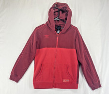 Umbro Jacket YOUTH XL 16-18 Red Two Tone Full Zip Hoodie Cotton Polyester Blend