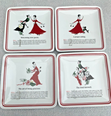 4er Set Williams Sonoma lustige Vorspeisenteller - Hostess Party Etikette Regeln