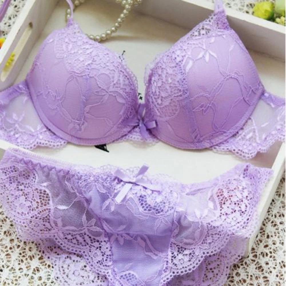 High-end sexy romantic temptation lace push up bra set young women