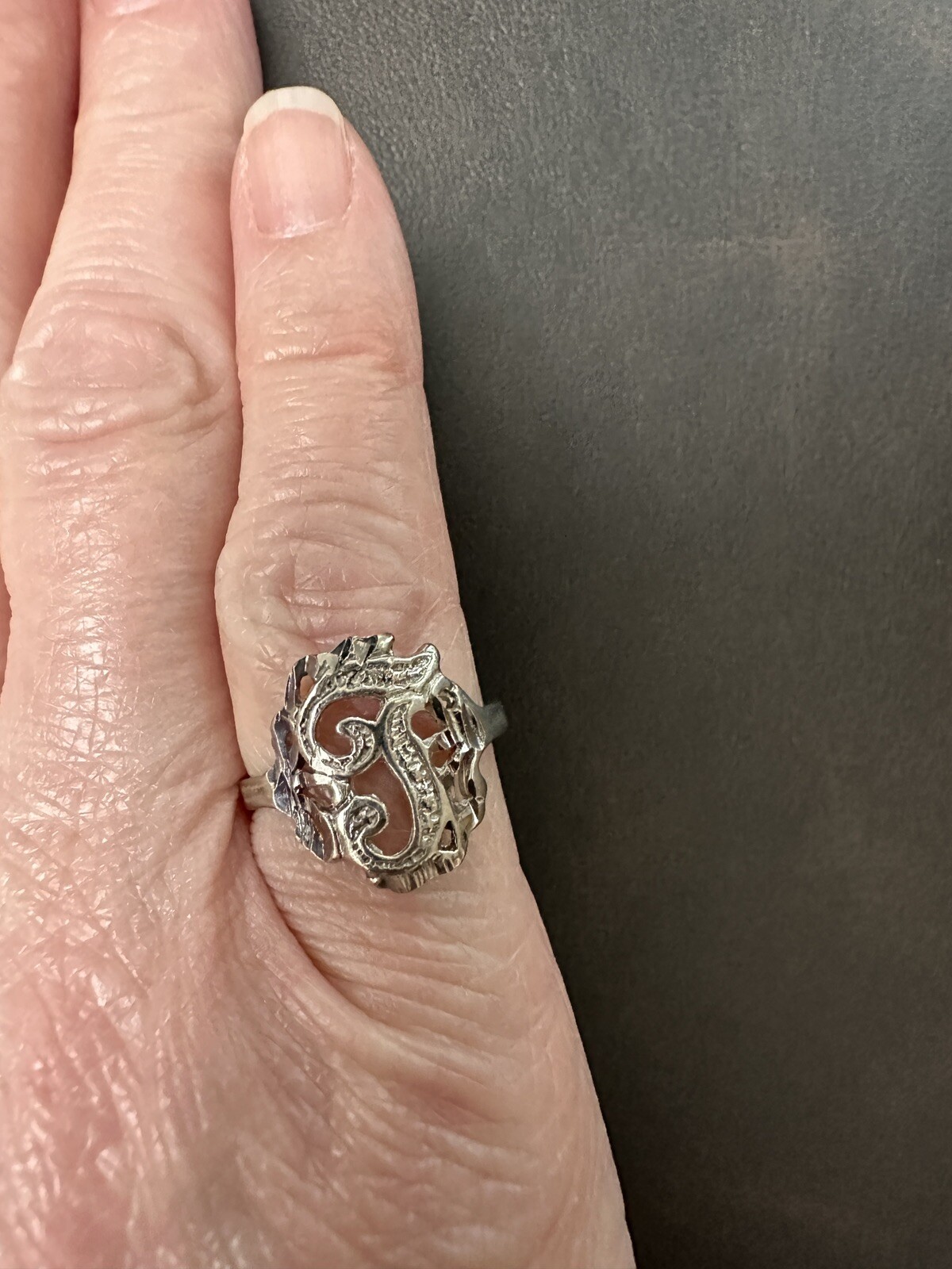 Vintage 925 Silver Monogram Ring - image 3
