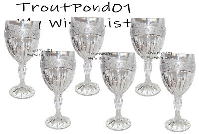 Oneida Southern Garden Wine Glasses Retired 6 oz Rose Band Set 6 Goblets 6 5/8