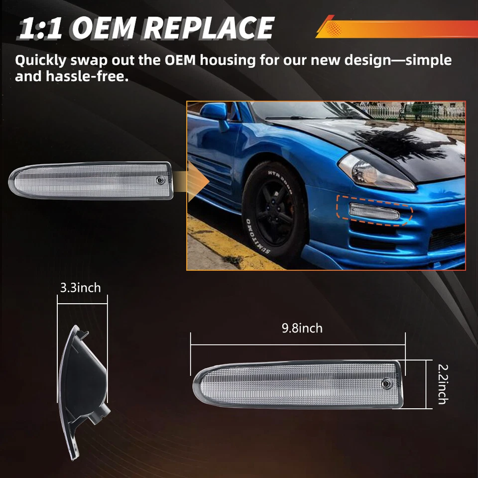 4 luces de señal de giro delanteras y traseras transparentes para Mitsubishi Eclipse 2000-2002 Foto 3 de 4