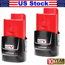 2-Pack 3.5Ah for MILWAUKEE M12 48-11-2401 12V Lithium Ion Battery 48-11-2420 NEW