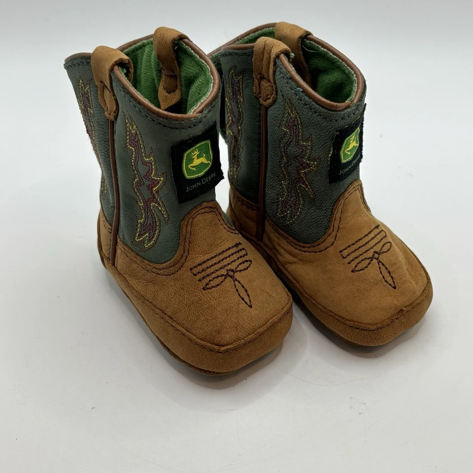 John Deere Botas Vaqueras Johnny Poppers Botas Infantiles Cuero Talla 0M Foto 2 de 4