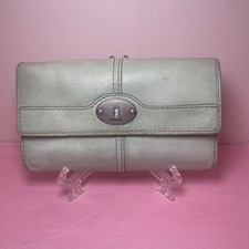 VTG Fossil Maddox Keyhole Mint Genuine Leather Trifold Women Wallet Clutch Snap