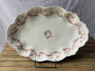 Antique M Z Austria 13'' X 9'' Oval China Serving Platter W/Delicate Rose Pattern
