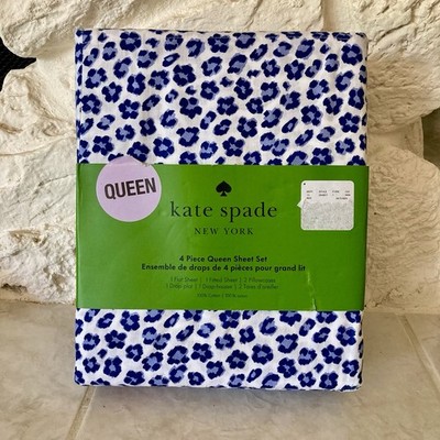 NWT Kate Spade queen sheet set in  leopard floral  print,   nighttime  color