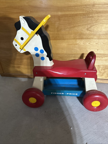 VINTAGE 1976 Fisher Price Ride On Horse Toddler Toy #978 Pull Plastic Pony 17” - Picture 8 of 11