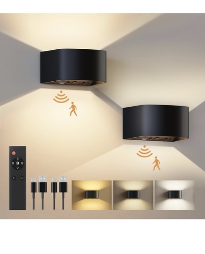 Motion Sensor Wall Light with Rechargeable, Remote Control & 3-Color - Picture 2 of 9