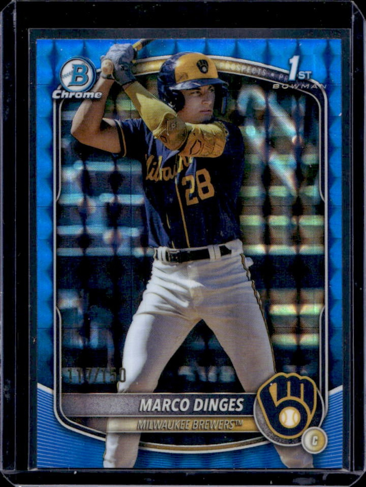 2025 Bowman Chrome Marco Dinges Blue Geometric Refractor 1st Prospect #117/150