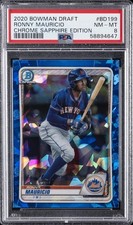 2020 BOWMAN DRAFT CHROME SAPPHIRE EDITION #BD199 RONNY MAURICIO PSA 8