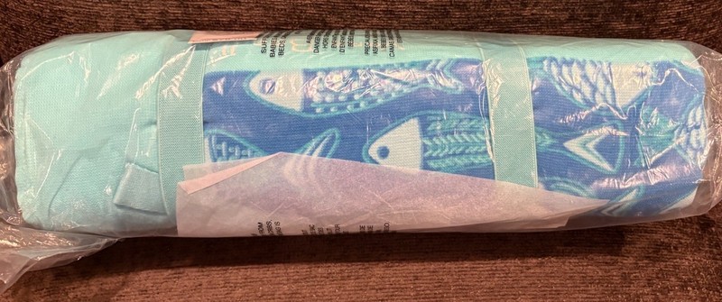 Vera Bradley Beach Blanket GO FISH BLUE Pattern Carry Handle 64” X 64” NWT