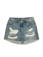 Vanilla Star Destructed Denim Mini Skirt with Raw Hem