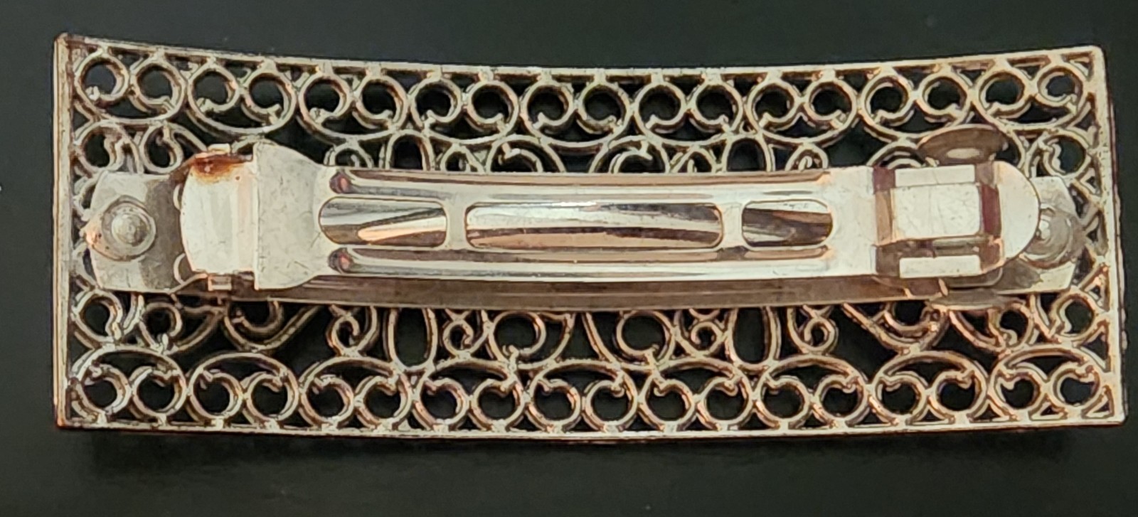 Vintage Rectangular Silver-toned Rhinestone Filli… - image 4