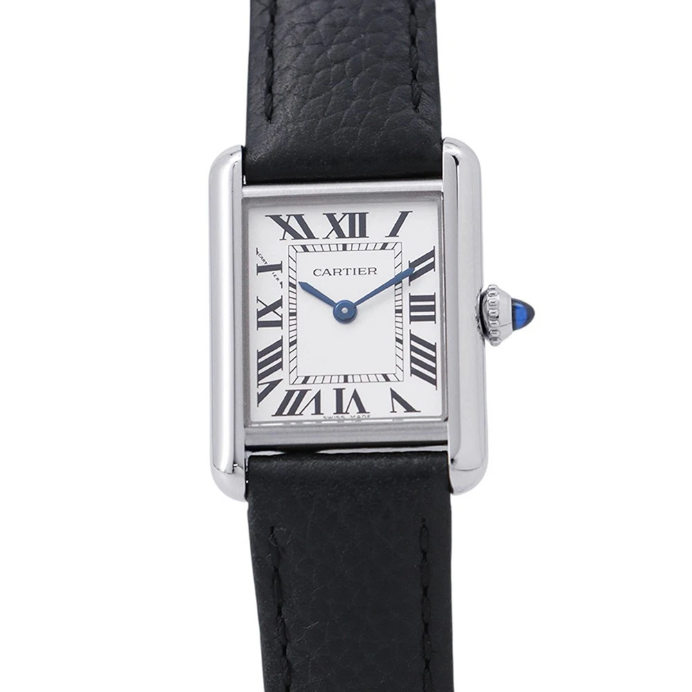 Cartier — CARTIER Must tank SM H29.5mm W22mm Stainless Steel/Leather Silver Dial WSTA0042