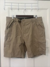 Prana Stretch Zion Shorts Mens 38 x 8 Cargo Sand Beige Nylon UPF Wicking