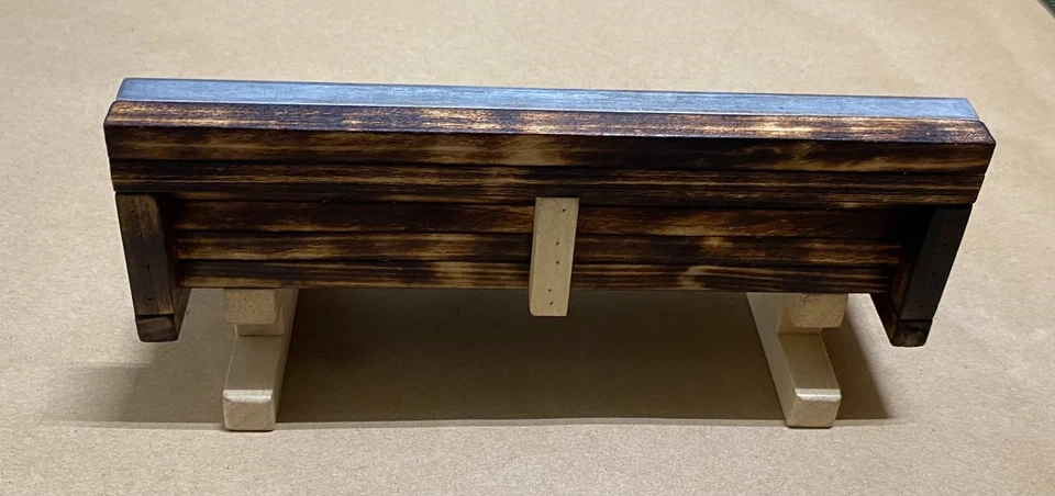 Ручной работы гриф скамейка кромки обожженное дерево металл копинг 8 дюймов длиной 4 дюйма высотой - Изображение 4 из 4