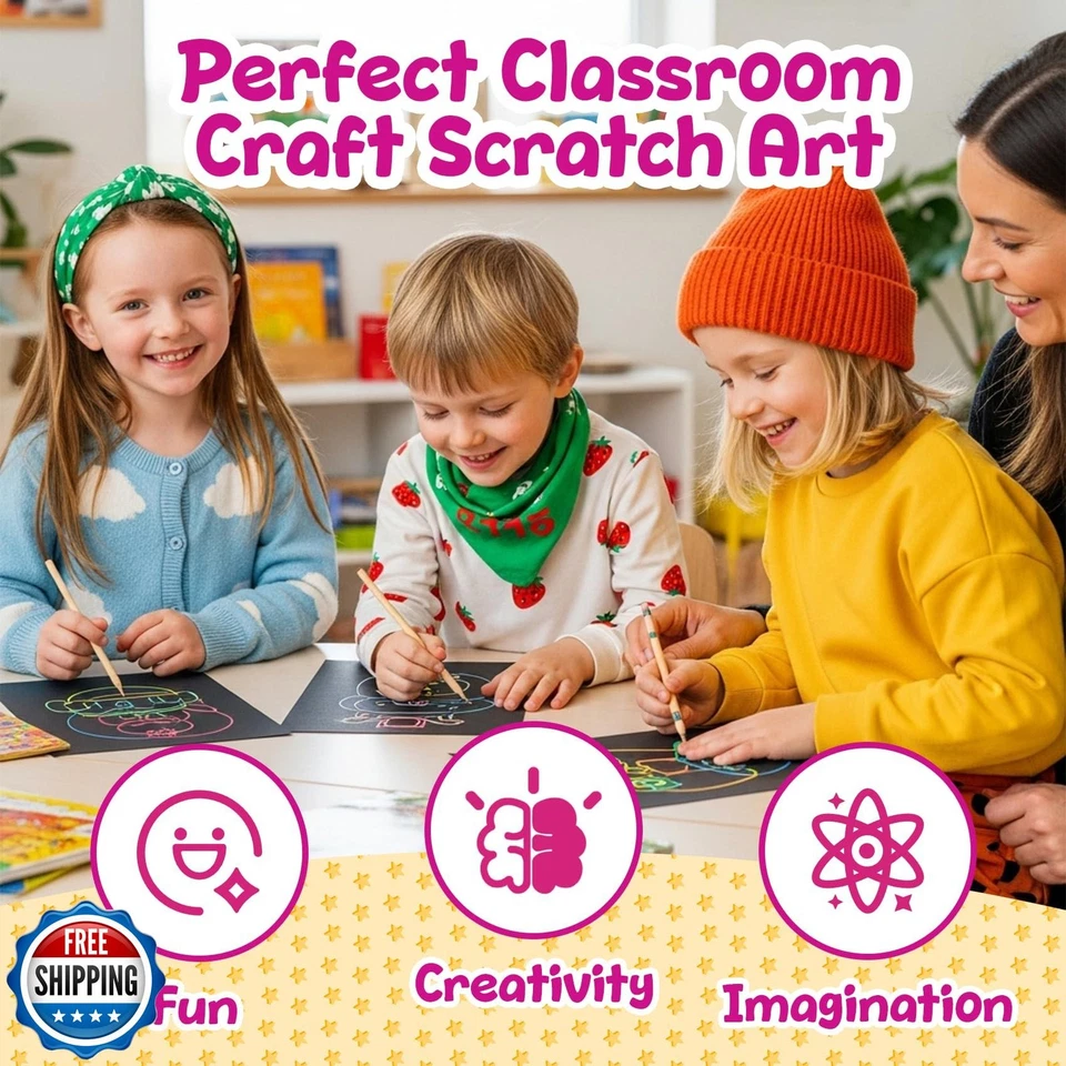 Decojoy Favores de Fiesta para Niños 4-8, Arte Rascador Regalos de Devolución de Cumpleaños, Ra a Granel Foto 4 de 4