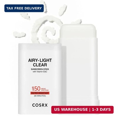 COSRX Airy-Light Clear Sunscreen Stick with Vitamin E&C SPF 50, 0.67 oz, 19g, Ko
