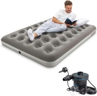 Bestway Premium Outdoor Camping Double Airbed with Handheld Electric Pump Grey