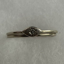14k White Gold Diamond Evil Eye Ring Set (2 R...